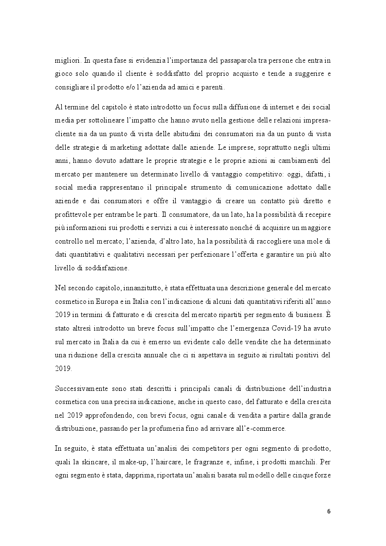 Anteprima della tesi: Il valore della customer retention in un mercato competitivo: nuove strategie di fidelizzazione. Il settore della cosmetica. Analisi di un caso studio., Pagina 3