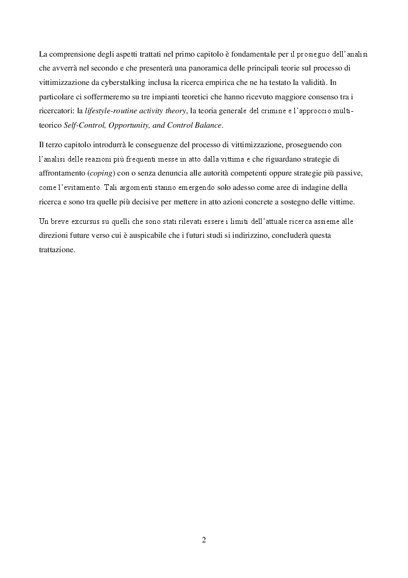 Anteprima della tesi: Cyberstalking: le molestie on line nell'era del social web. Stato dell'arte della ricerca e prospettive future, Pagina 3