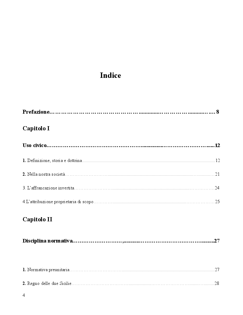 Indice della tesi: Usi civici e norme interposte, Pagina 1