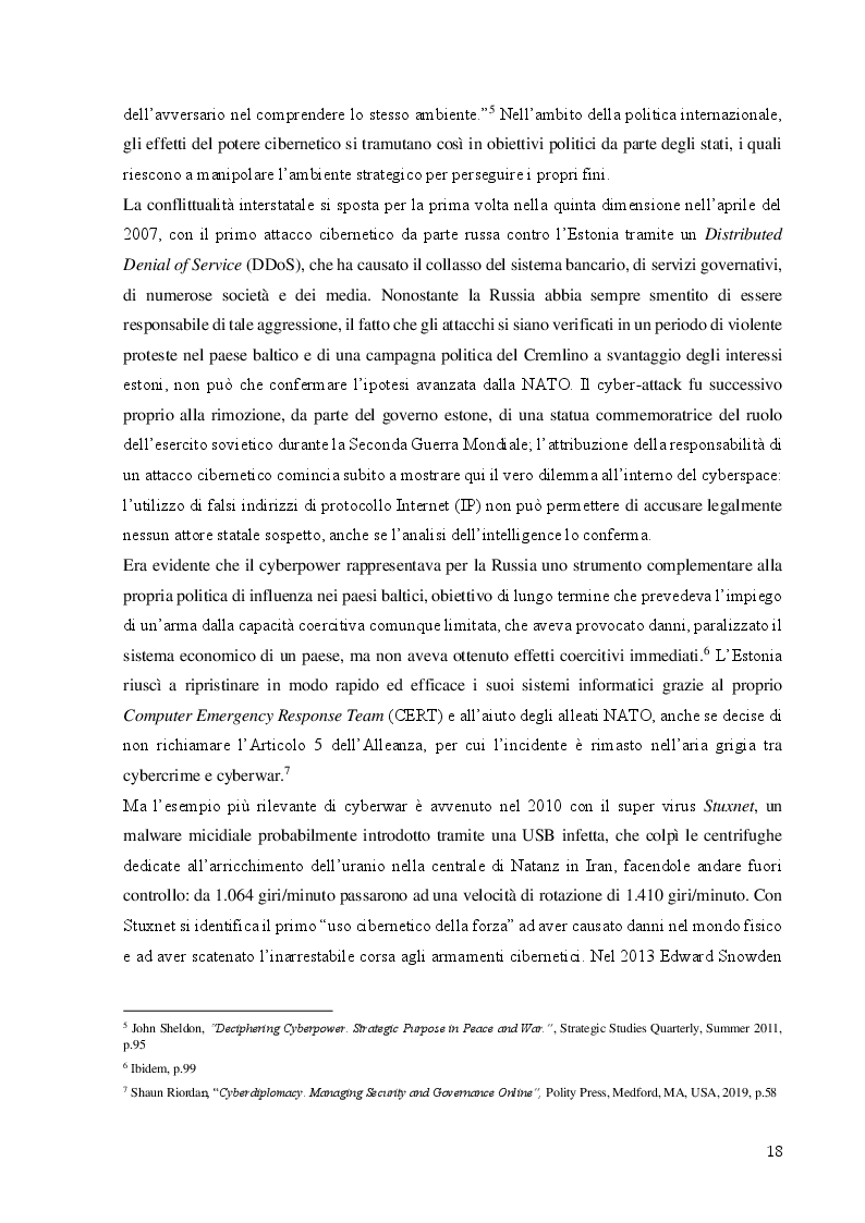 Anteprima della tesi: L'impatto della cybersecurity negli equilibri geopolitici: dalla cyberwarfare alla cyberdiplomacy, Pagina 4