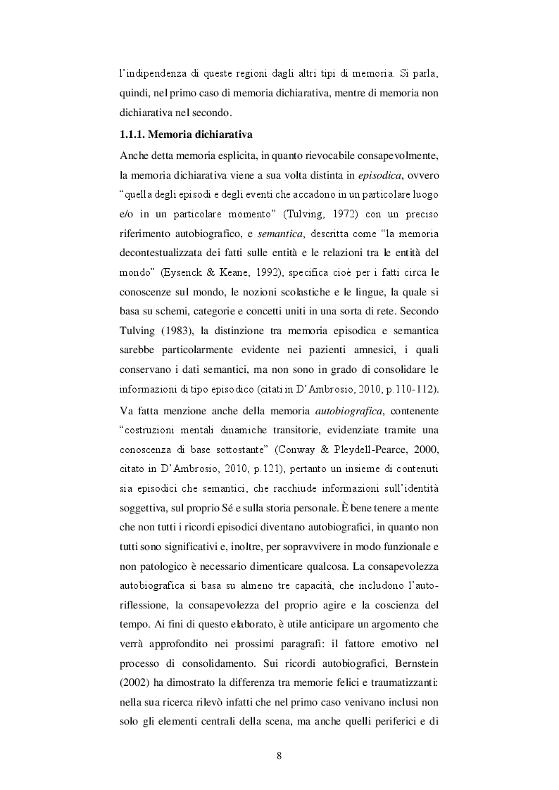 Estratto dalla tesi: La memoria del testimone: la fallibilità dei ricordi nella testimonianza del minore