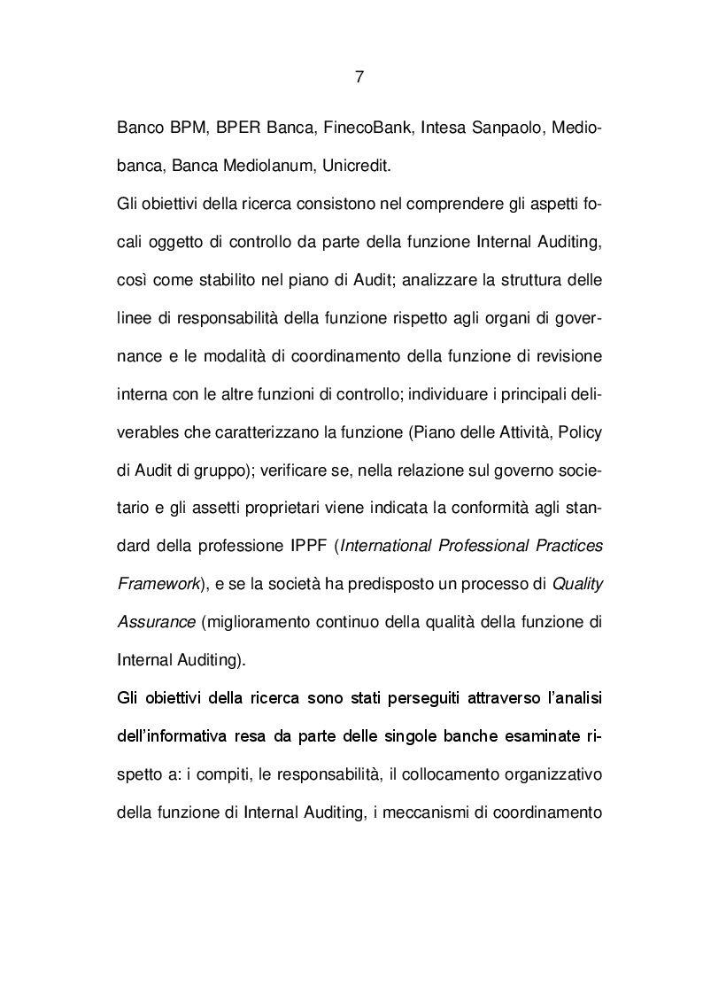 Anteprima della tesi: I meccanismi di funzionamento dell'Internal Audit nelle banche quotate incluse nell'indice FTSE MIB di Borsa Italiana, Pagina 4