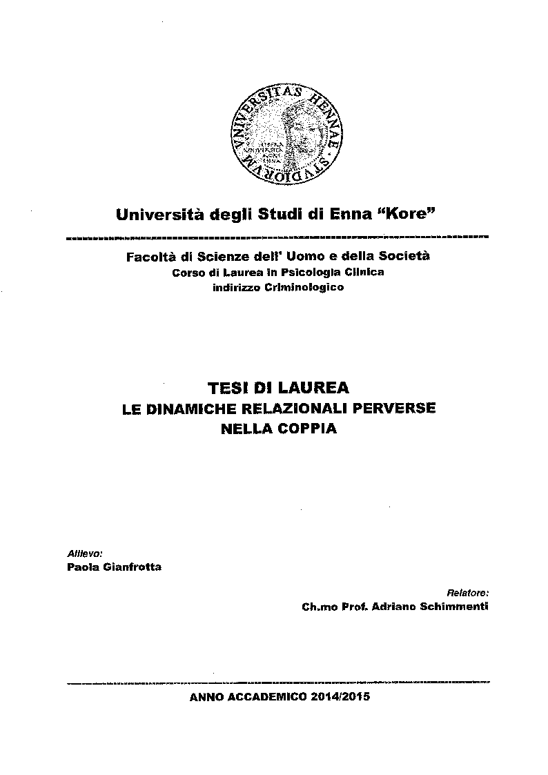 Anteprima della tesi: Le dinamiche relazionali perverse nella coppia, Pagina 1