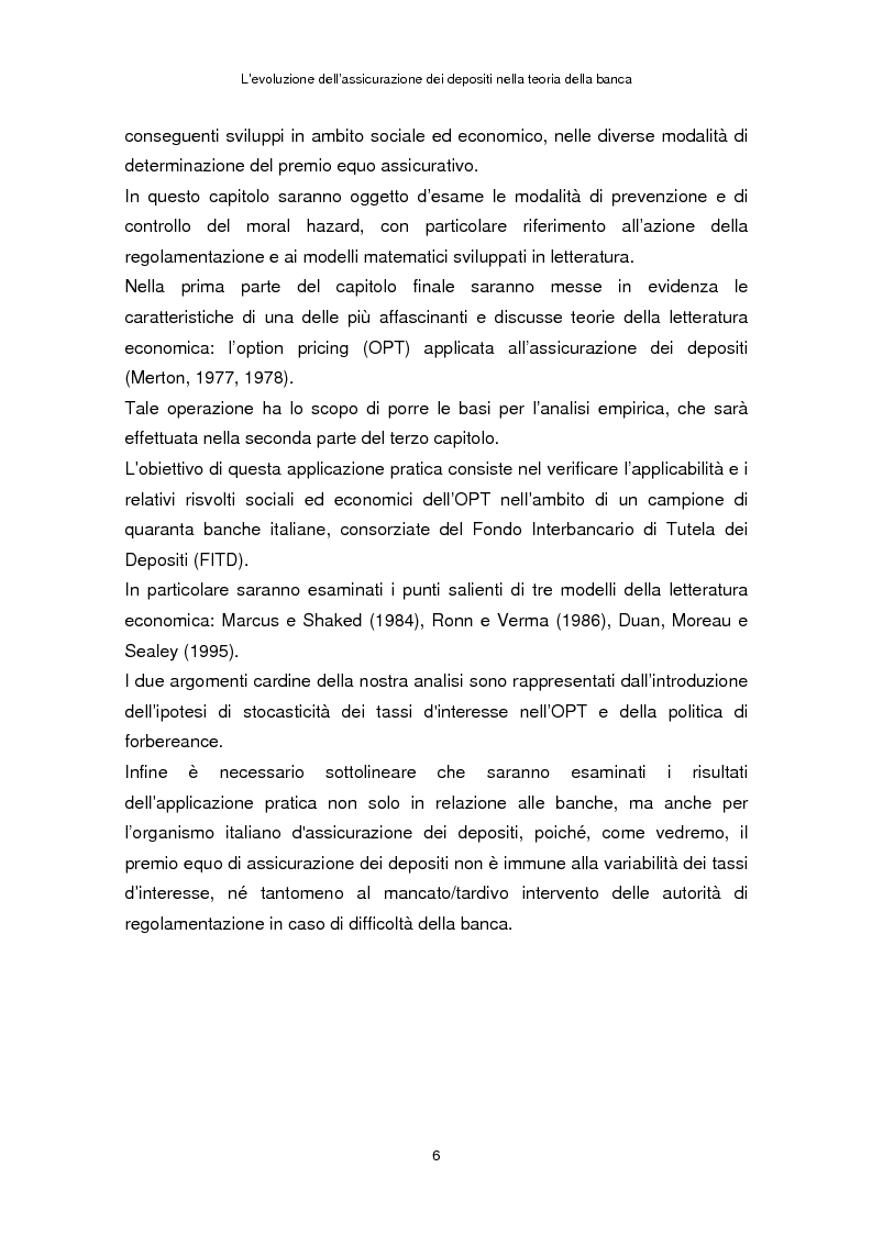 Anteprima della tesi: La determinazione del premio dell'assicurazione dei depositi attraverso l'option pricing: un'applicazione al caso italiano, Pagina 2