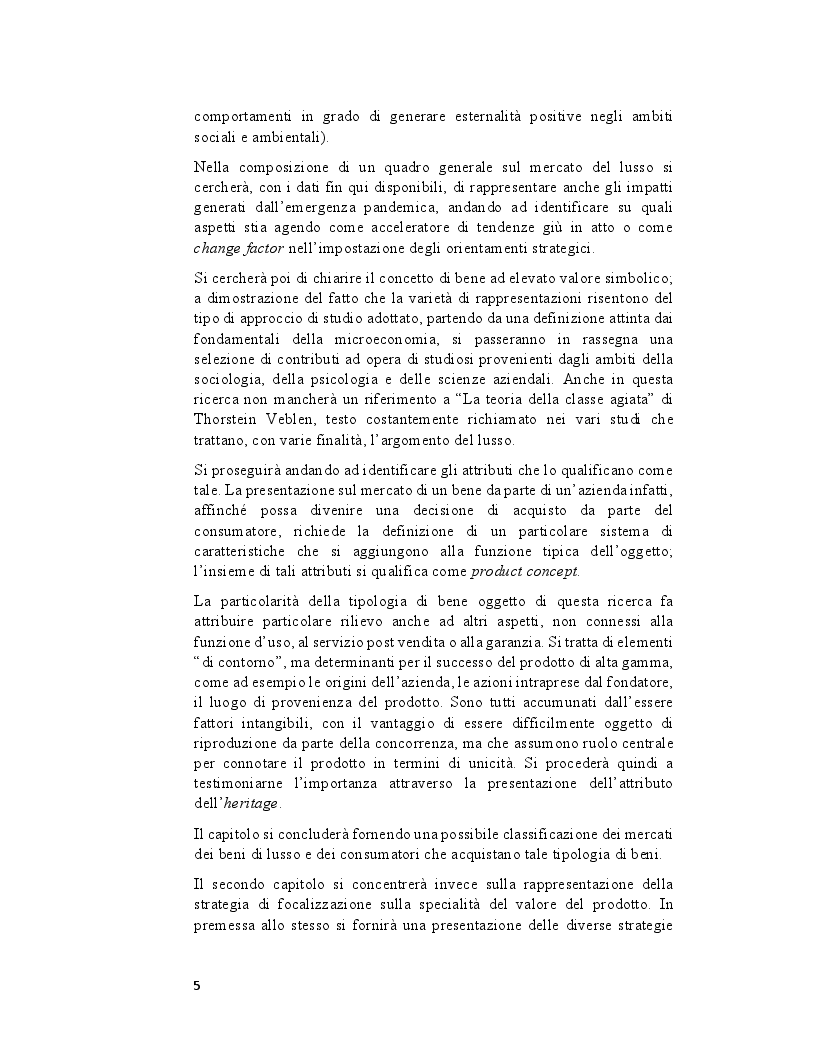 Anteprima della tesi: Le strategie di focalizzazione nel settore dei beni di lusso. Il connubio focalizzazione - internazionalizzazione: il caso Sanlorenzo S.p.A. , Pagina 4