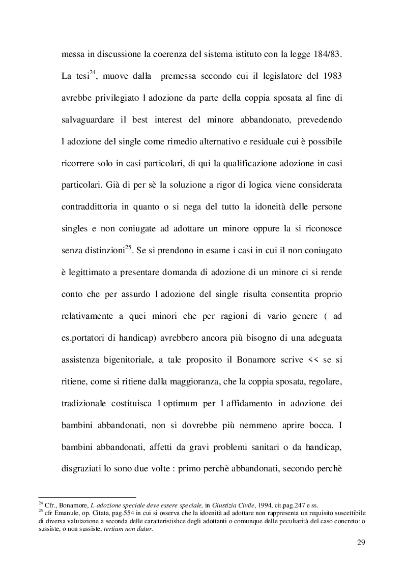 Estratto dalla tesi: L'Adozione dei singles e della Famiglia di fatto