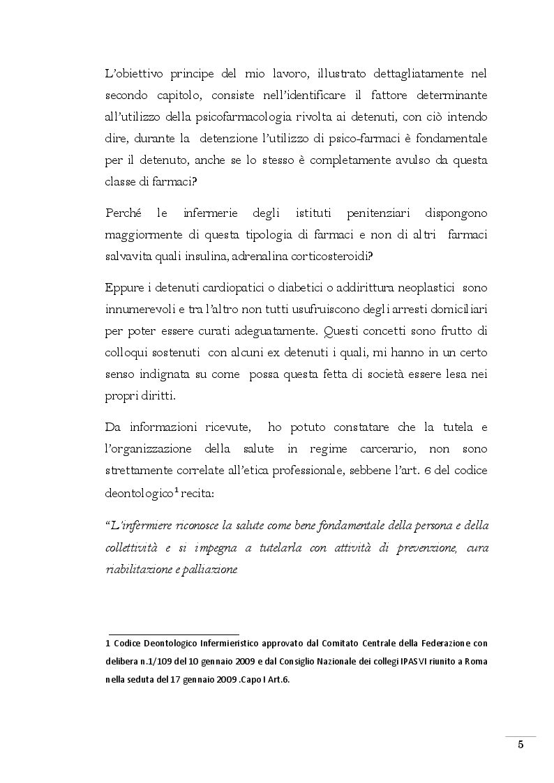 Anteprima della tesi: Tutela della salute e organizzazione sanitaria nelle carceri: profili farmacologici, uso, abuso e dipendenza, confronto di due realtà, Pagina 4