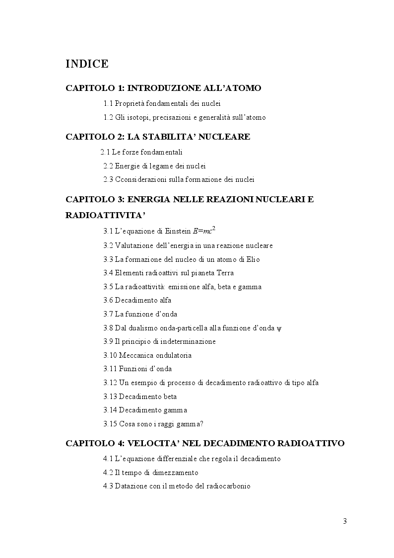 Indice della tesi: Sull'energia nucleare e la radioattività, Pagina 1