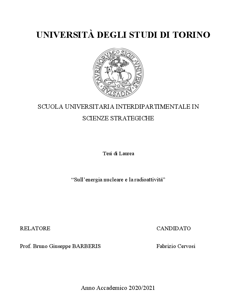 Anteprima della tesi: Sull'energia nucleare e la radioattività, Pagina 1