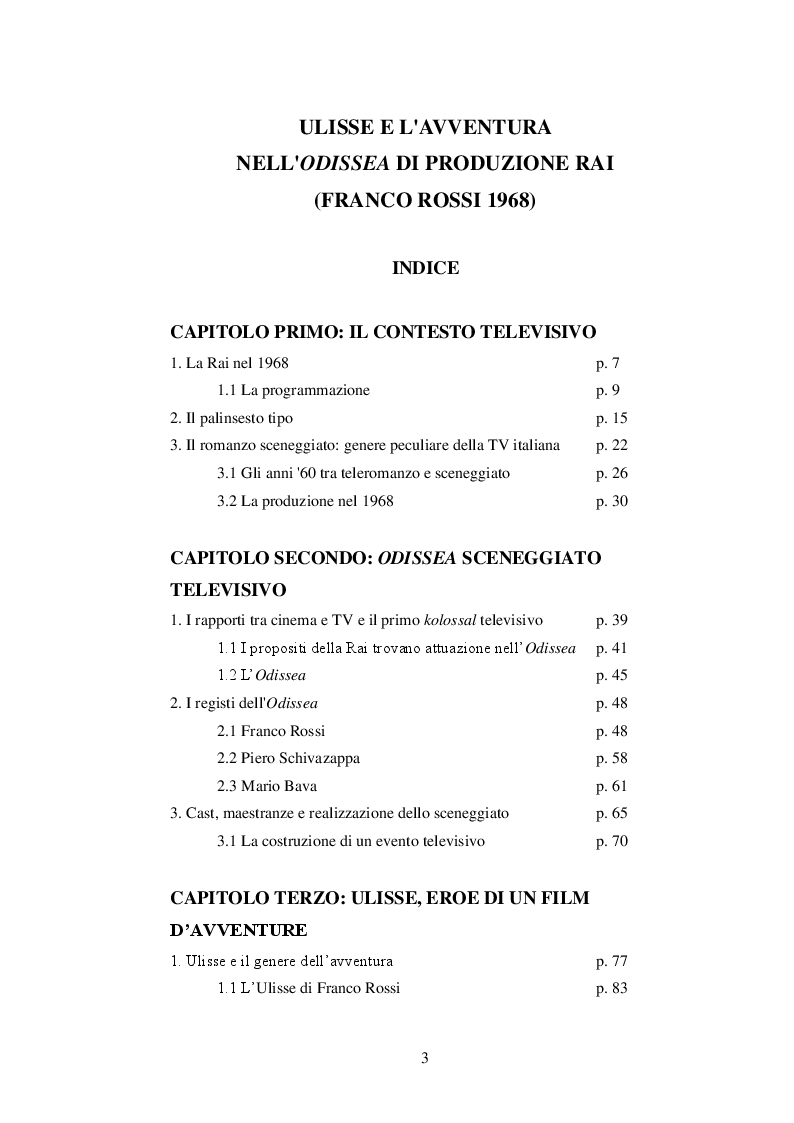 Indice della tesi: Ulisse e l'avventura nell'Odissea di produzione Rai (Franco Rossi 1968), Pagina 1