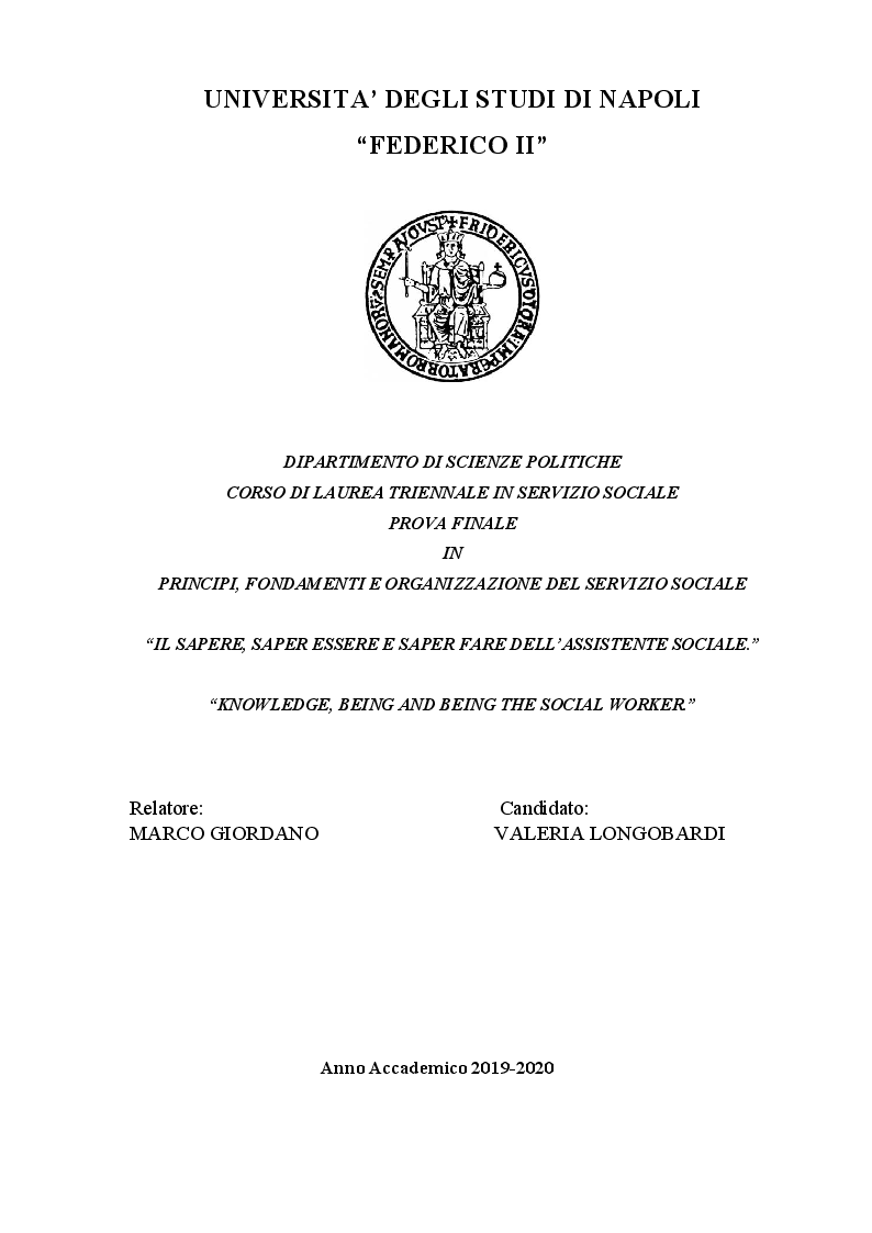 Anteprima della tesi: Il sapere, saper essere e saper fare dell'assistente sociale, Pagina 1