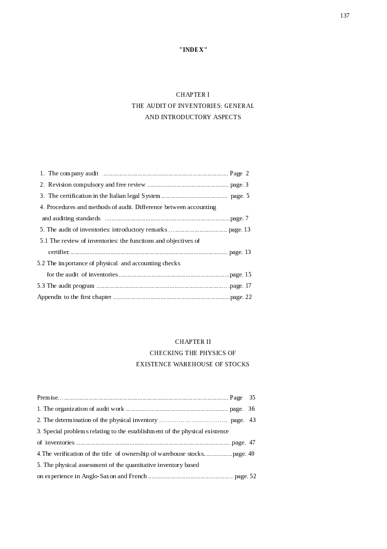 Indice della tesi: The Audit of Inventories in the Financial Statements, Pagina 1