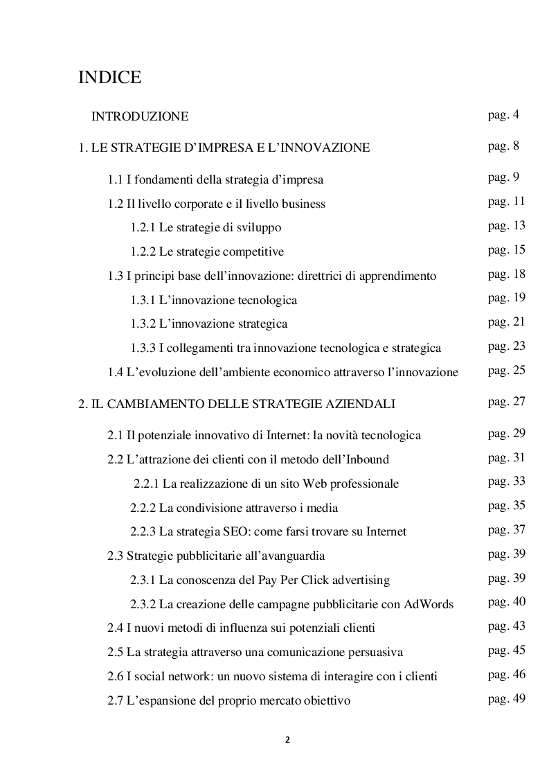Indice della tesi: Tecnologia e innovazione strategica. ''Il caso Nokia Way'', Pagina 1