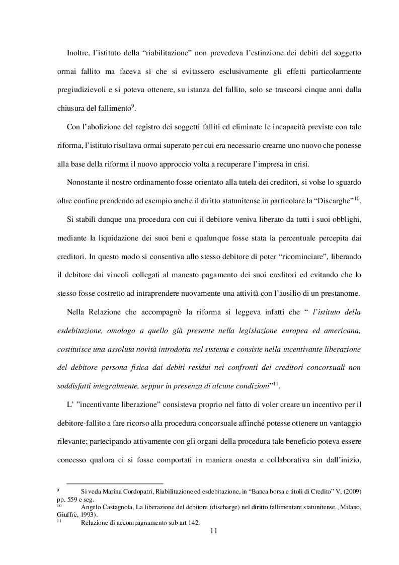 Estratto dalla tesi: L'Istituto dell'Esdebitazione e la Tutela Creditorum