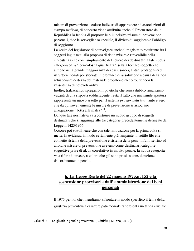Estratto dalla tesi: Le misure di prevenzione... Verso l'alba di un nuovo diritto?
