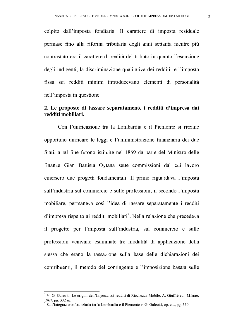Anteprima della tesi: Nascita e linee evolutive dell'imposta sul reddito d'impresa dal 1864 ad oggi, Pagina 2