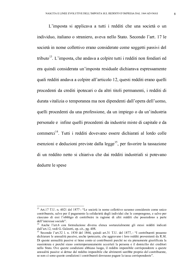 Anteprima della tesi: Nascita e linee evolutive dell'imposta sul reddito d'impresa dal 1864 ad oggi, Pagina 8