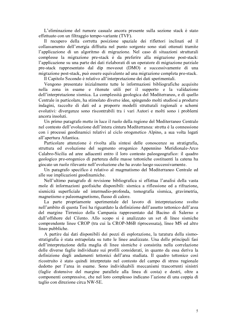 Anteprima della tesi: Rielaborazione ed interpretazione di dati sismici crostali del Margine Campano Tirrenico, Pagina 2