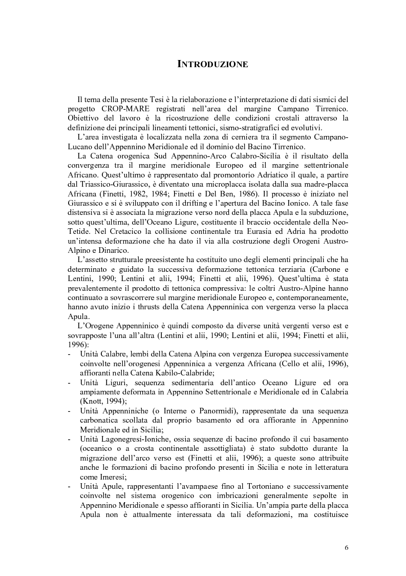Anteprima della tesi: Rielaborazione ed interpretazione di dati sismici crostali del Margine Campano Tirrenico, Pagina 3
