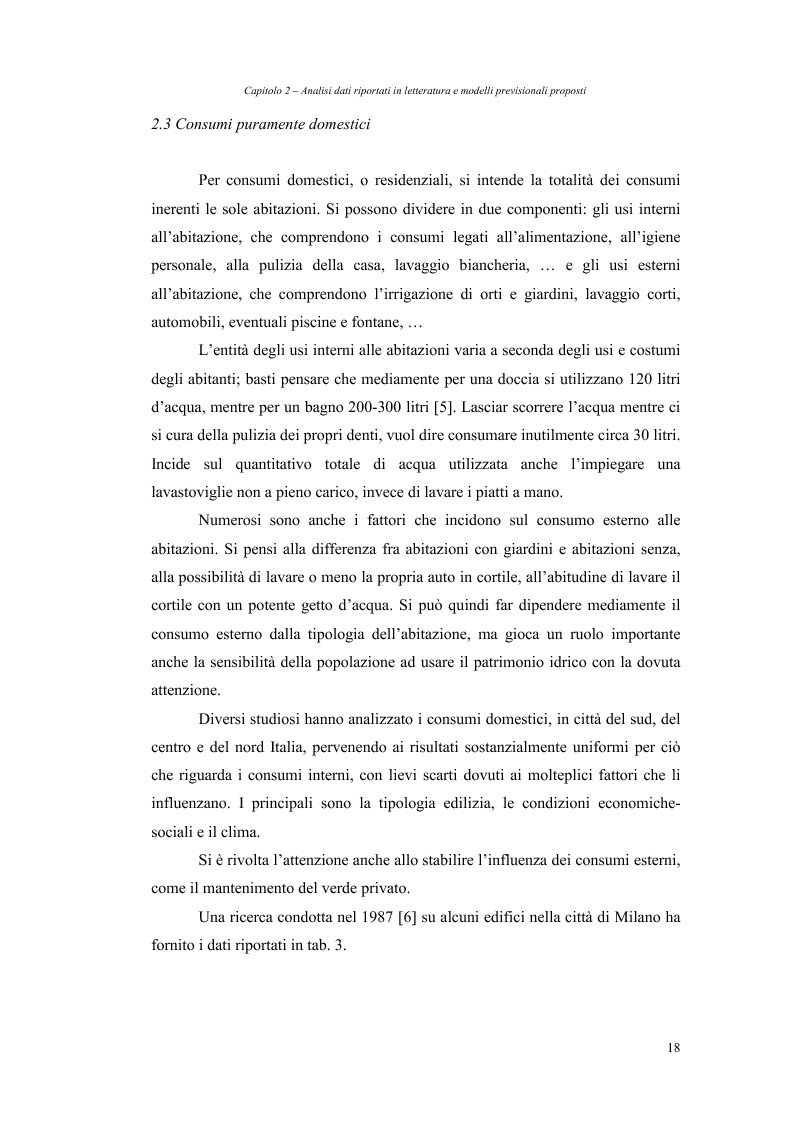 Anteprima della tesi: Analisi dei fabbisogni idropotabili con particolare riferimento ai consumi domestici, Pagina 12