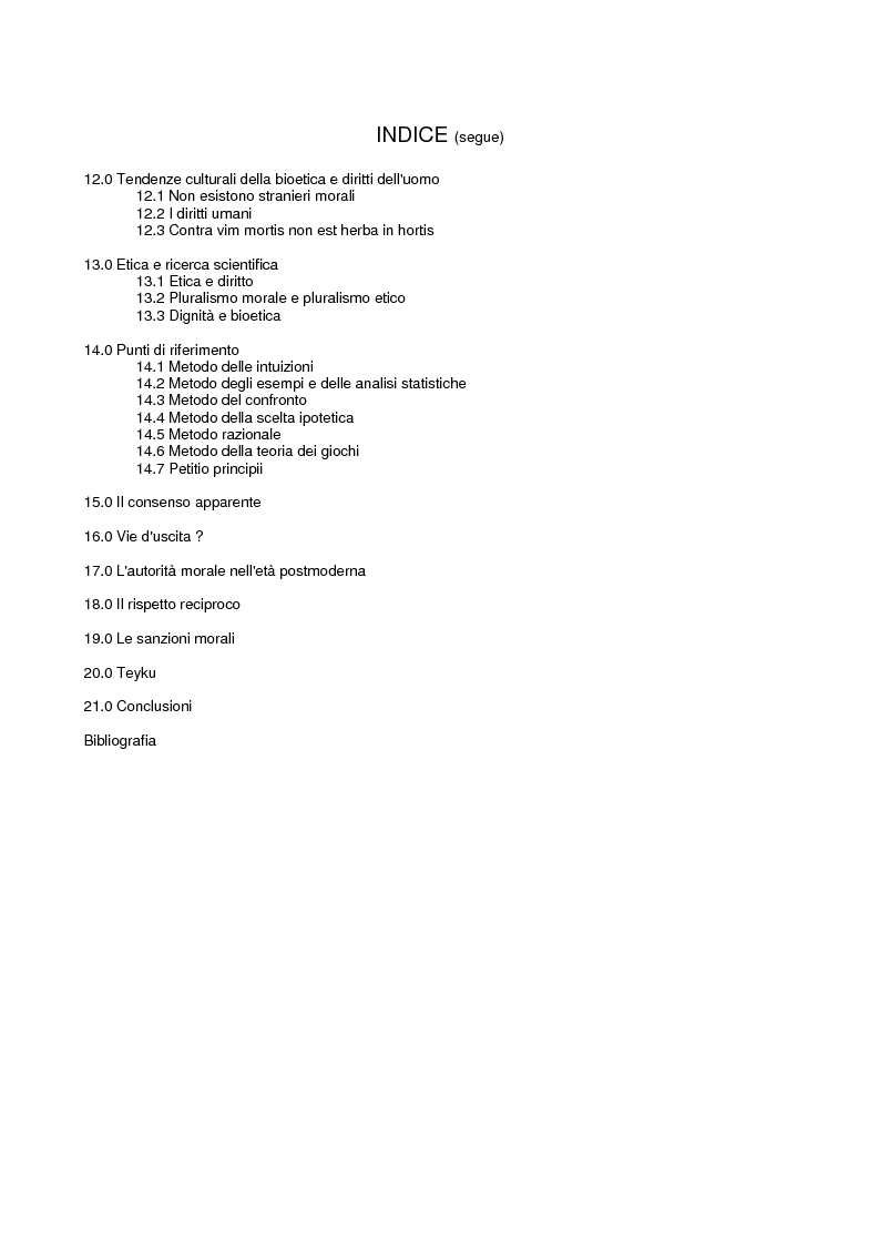 Indice della tesi: I nuovi confini delle biotecnologie nella prospettiva filosofica, Pagina 2