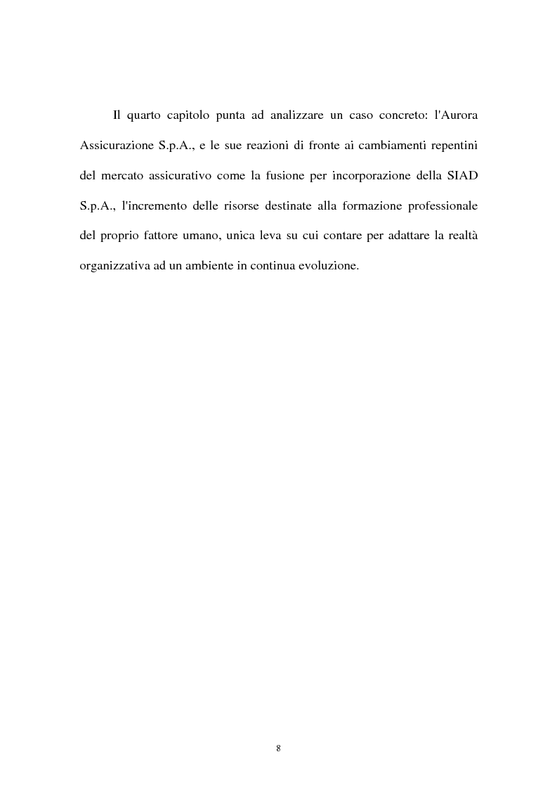 Anteprima della tesi: I sistemi organizzativi delle imprese di assicurazione. L'Aurora Assicurazioni S.p.A., Pagina 4