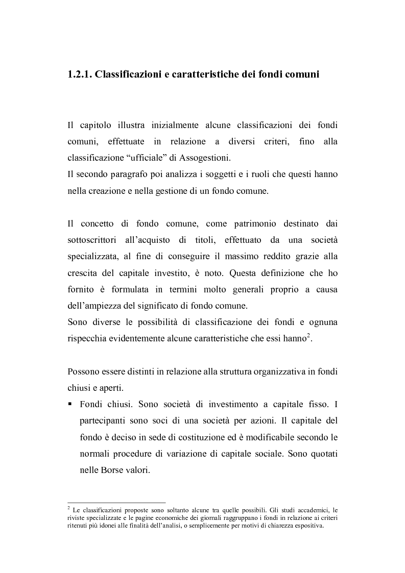 Anteprima della tesi: I fondi comuni di investimento: elementi di valutazione della performance, Pagina 11