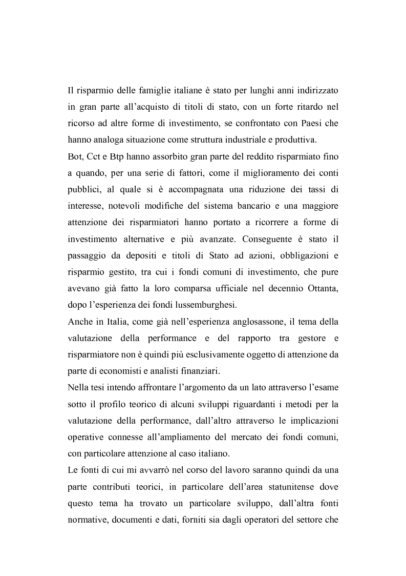 Anteprima della tesi: I fondi comuni di investimento: elementi di valutazione della performance, Pagina 2