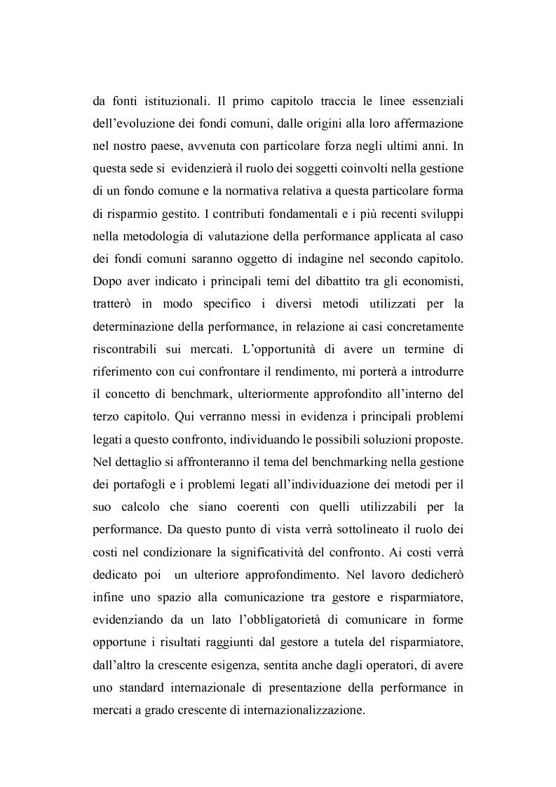 Anteprima della tesi: I fondi comuni di investimento: elementi di valutazione della performance, Pagina 3
