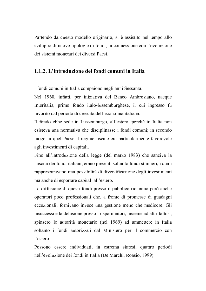 Anteprima della tesi: I fondi comuni di investimento: elementi di valutazione della performance, Pagina 7