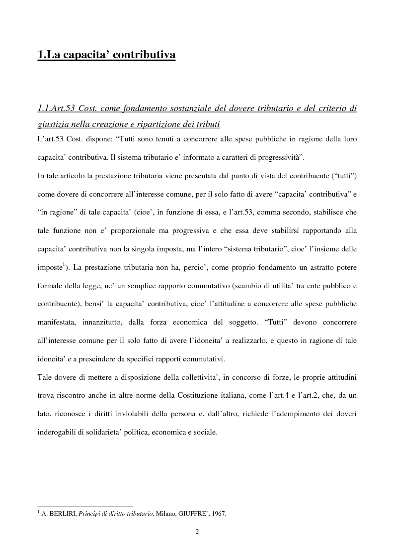 Anteprima della tesi: Il principio di capacità contributiva ed il reddito d'impresa, Pagina 2