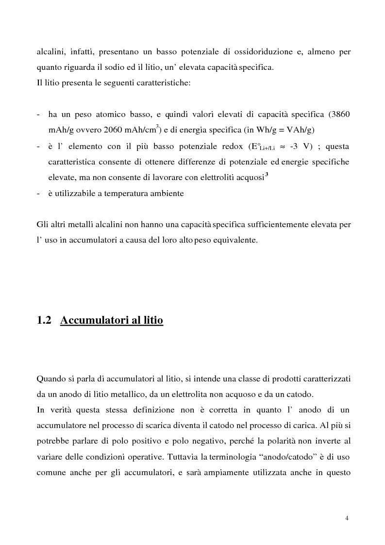 Anteprima della tesi: Sintesi e caratterizzazione chimico-fisica di materiali anodici per accumulatori leggeri, Pagina 2