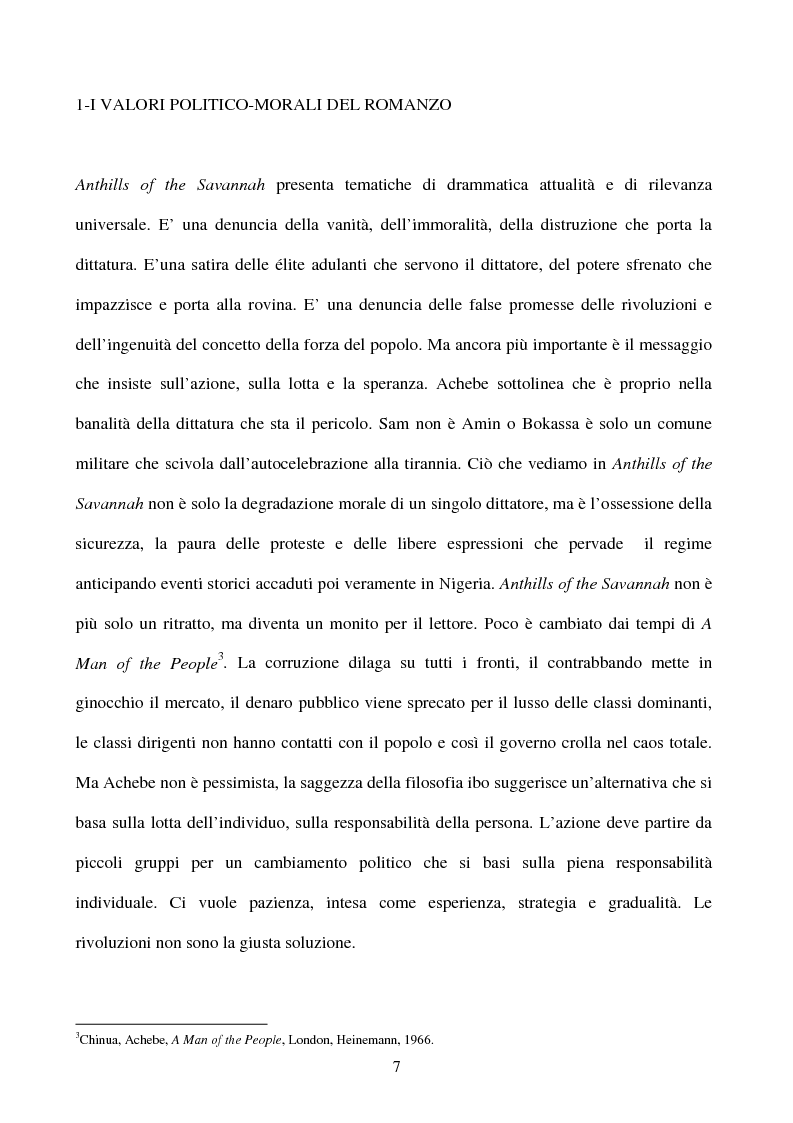 Anteprima della tesi: Tematiche e linguaggio in Anthills of the Savannah di Chinua Achebe, Pagina 2