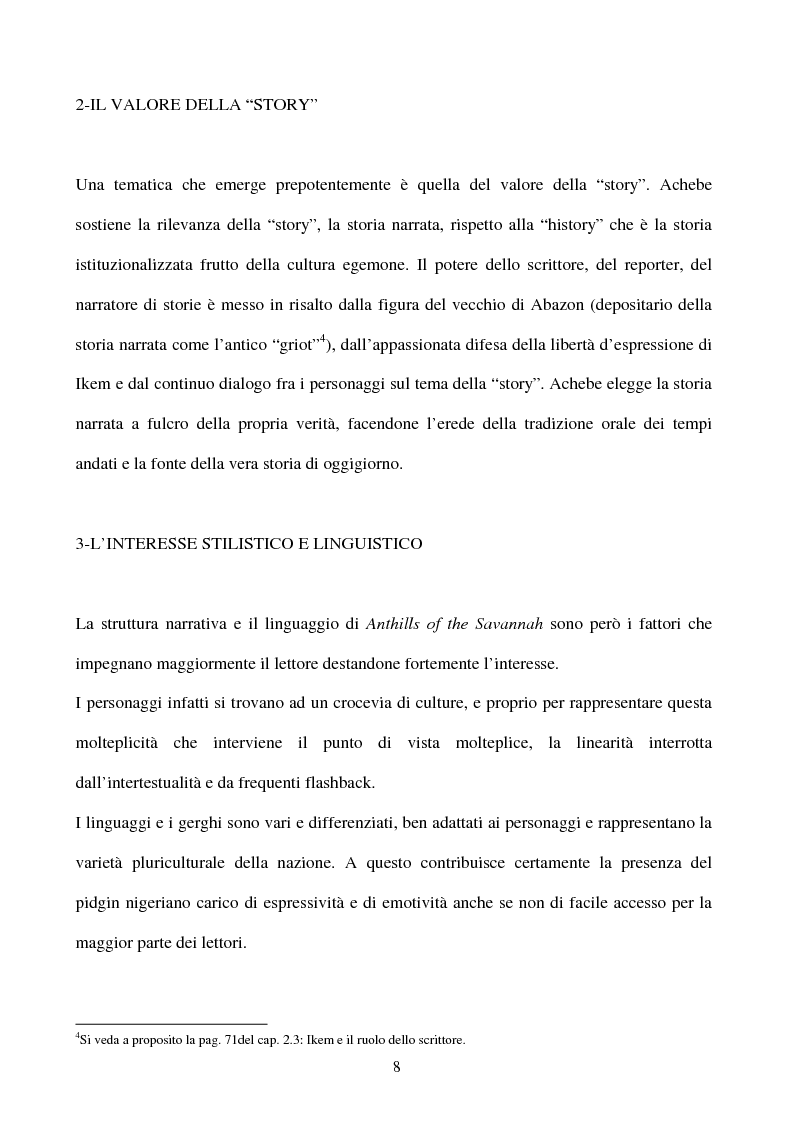 Anteprima della tesi: Tematiche e linguaggio in Anthills of the Savannah di Chinua Achebe, Pagina 3