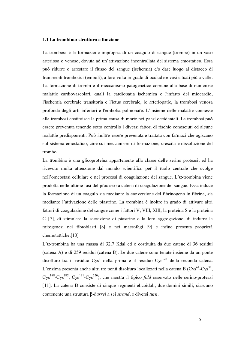 Anteprima della tesi: Sintesi e caratterizzazione di nuovi inibitori della trombina, Pagina 4