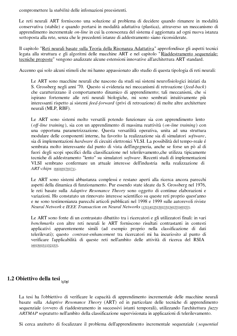 Anteprima della tesi: La classificazione di immagini telerilevate mediante reti neurali fuzzy Artmap: tecniche di apprendimento incrementale, Pagina 2