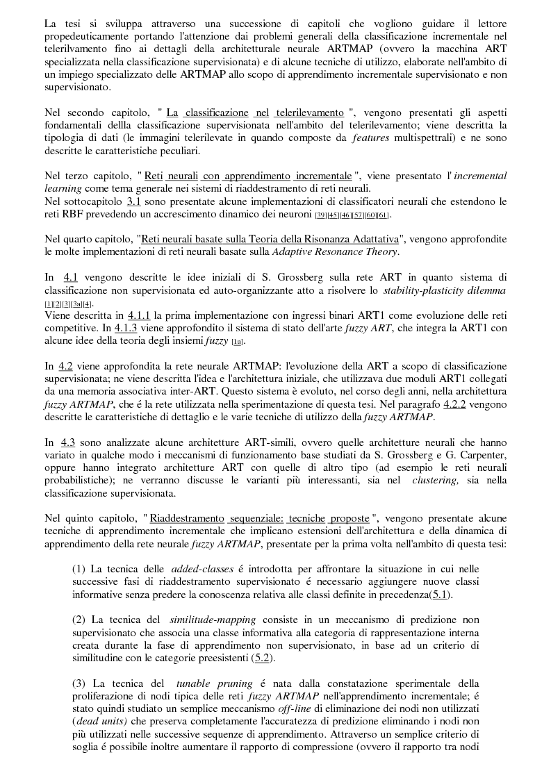 Anteprima della tesi: La classificazione di immagini telerilevate mediante reti neurali fuzzy Artmap: tecniche di apprendimento incrementale, Pagina 4