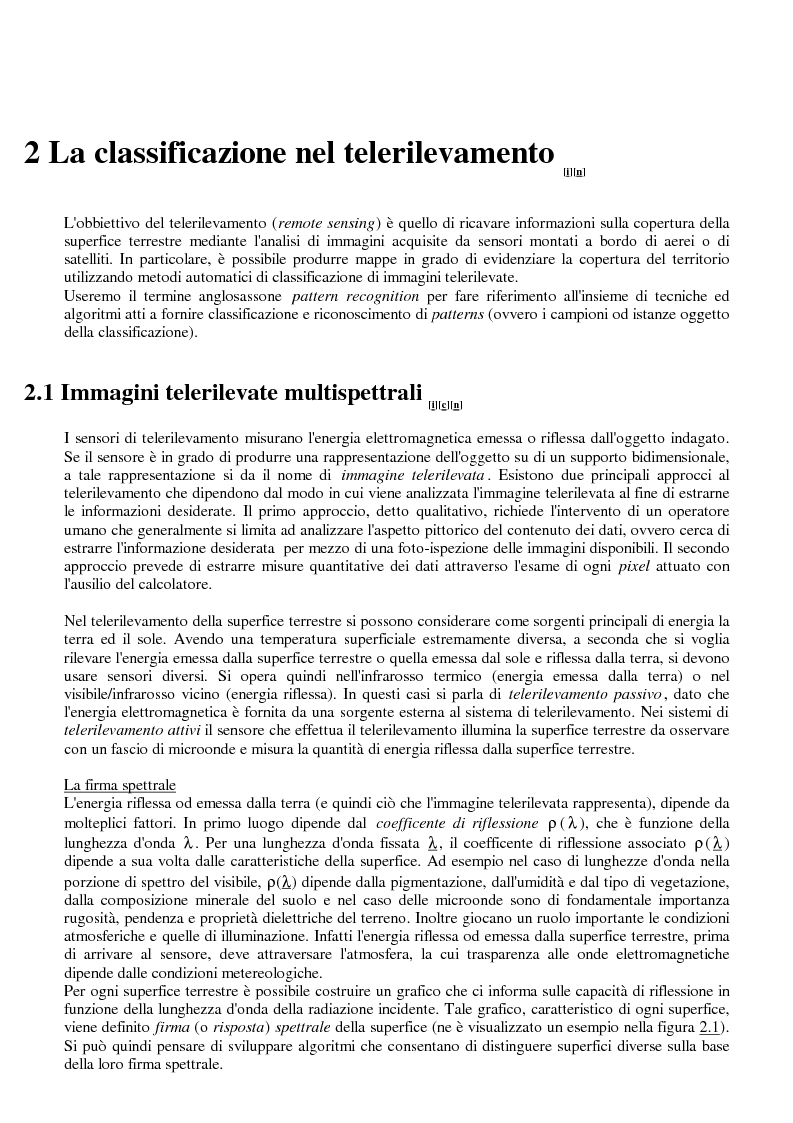 Anteprima della tesi: La classificazione di immagini telerilevate mediante reti neurali fuzzy Artmap: tecniche di apprendimento incrementale, Pagina 6