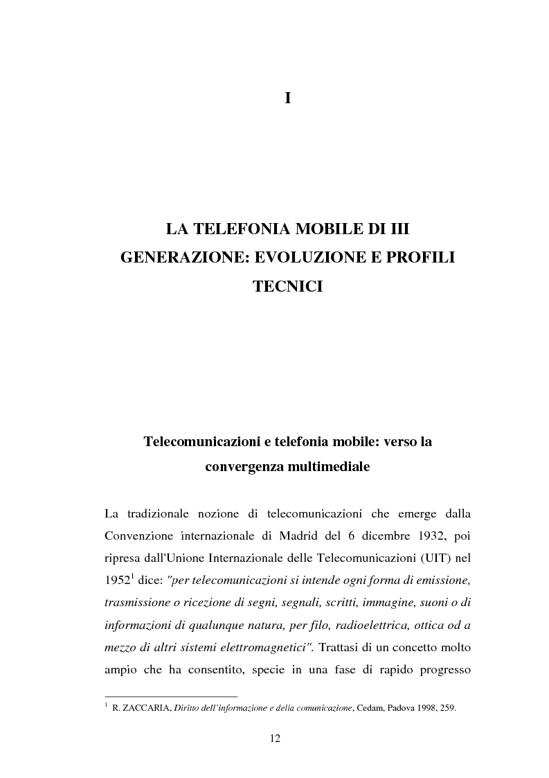 Anteprima della tesi: La libertà di informazione ed altre problematiche connesse alla telefonia mobile di terza generazione, Pagina 6