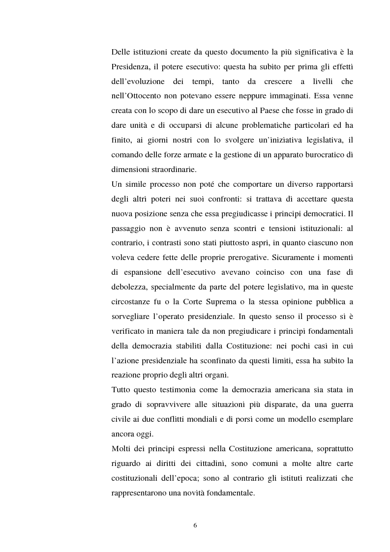 Anteprima della tesi: Evoluzione dei rapporti tra il Presidente degli Stati Uniti ed il Congresso, Pagina 2