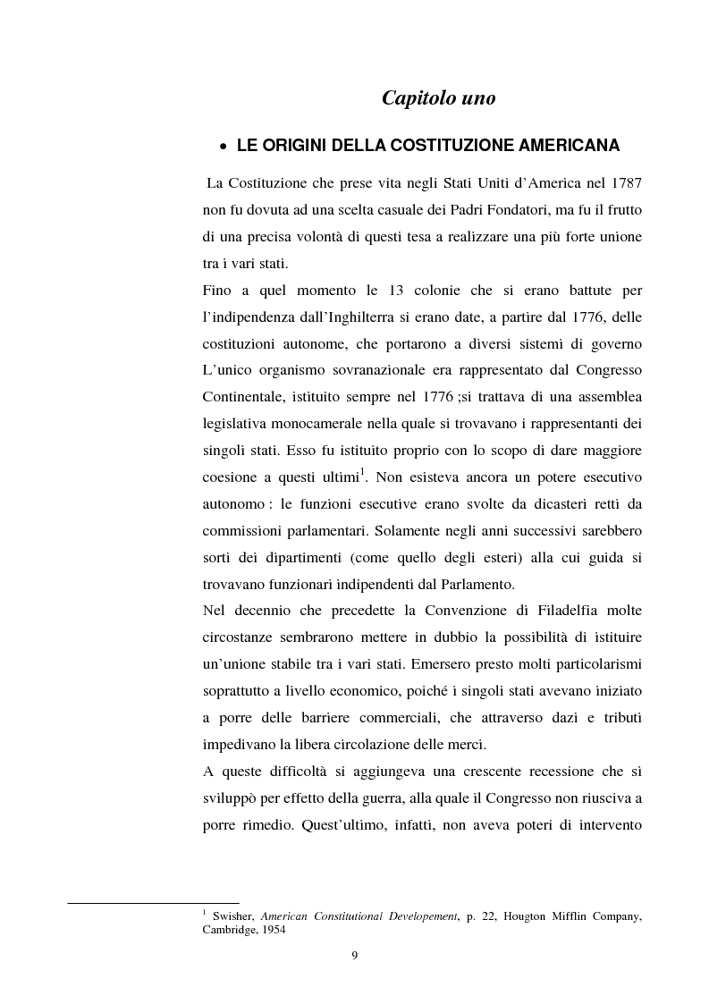 Anteprima della tesi: Evoluzione dei rapporti tra il Presidente degli Stati Uniti ed il Congresso, Pagina 5