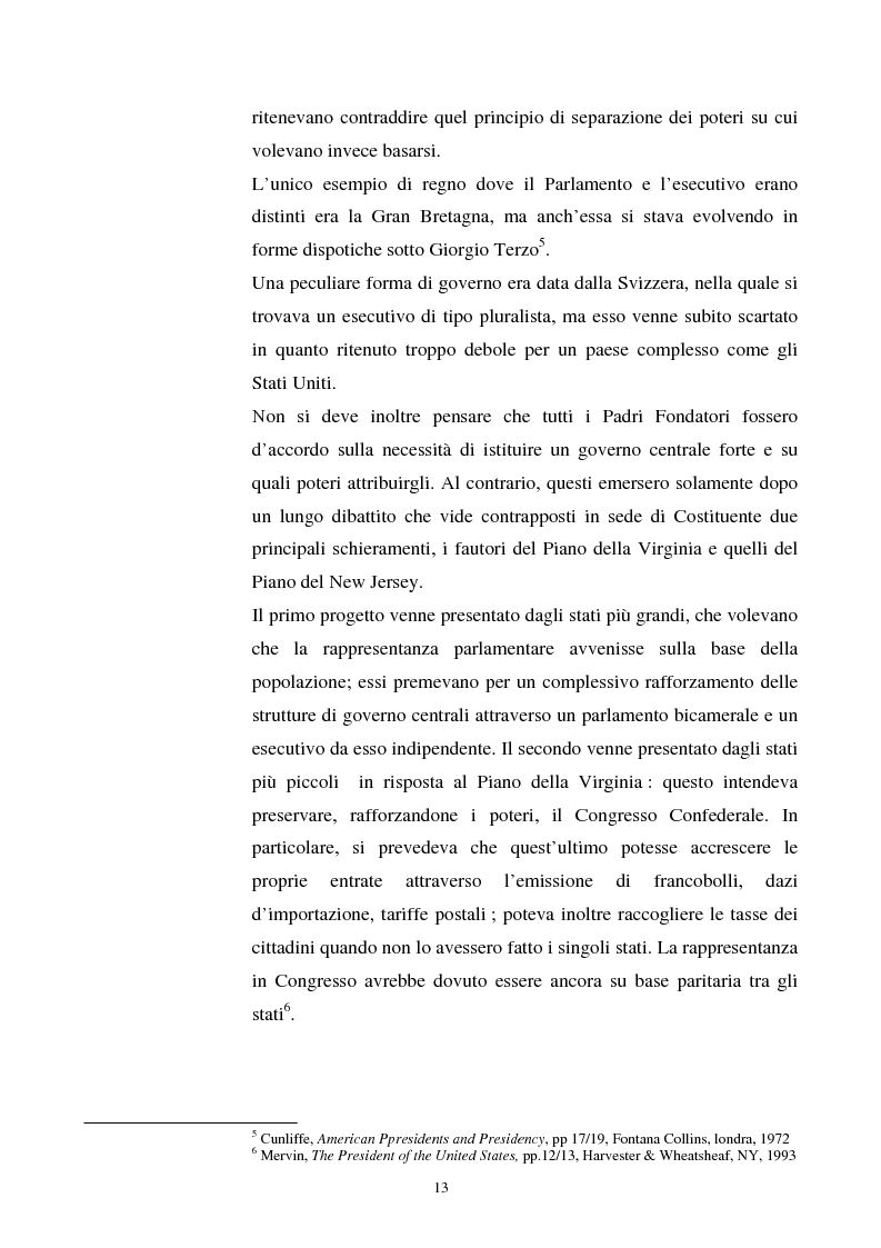 Anteprima della tesi: Evoluzione dei rapporti tra il Presidente degli Stati Uniti ed il Congresso, Pagina 9