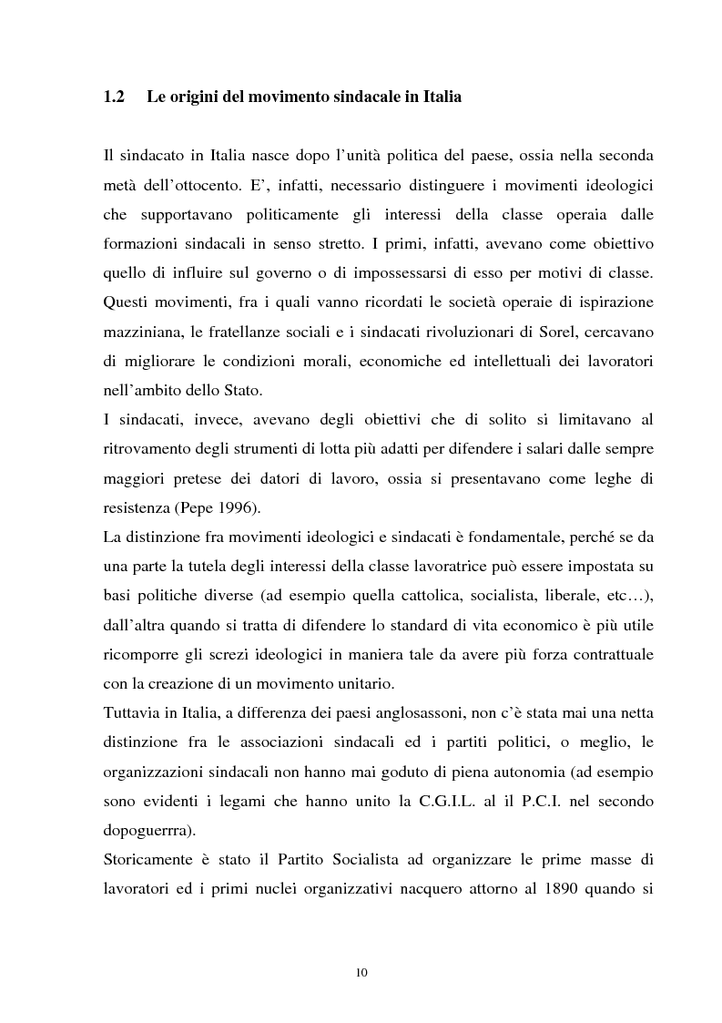 Anteprima della tesi: Un'analisi della sindacalizzazione in Italia, Pagina 7