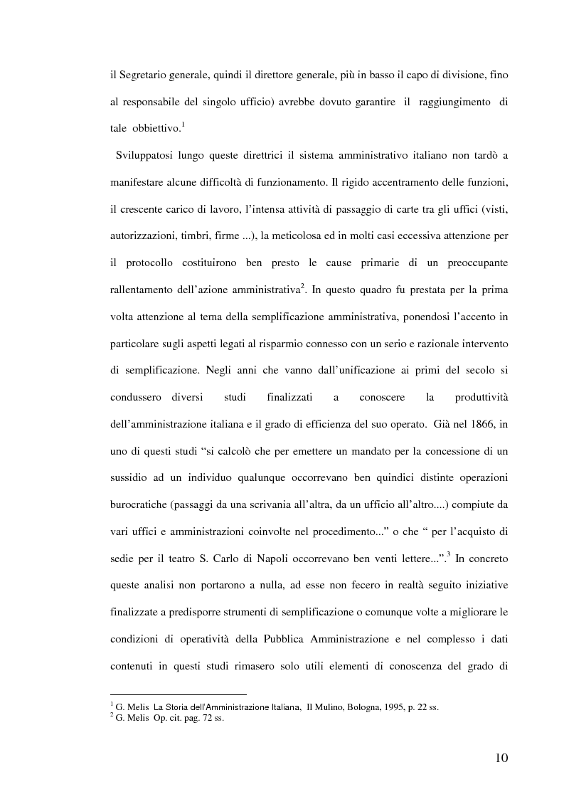 Anteprima della tesi: La semplificazione dei procedimenti amministrativi, Pagina 5
