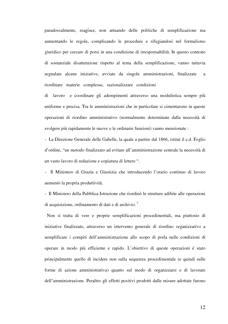 Anteprima della tesi: La semplificazione dei procedimenti amministrativi, Pagina 7