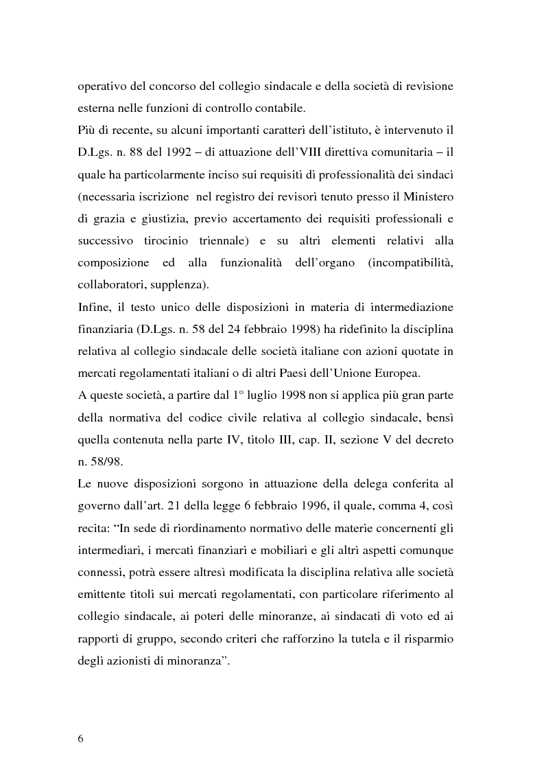 Anteprima della tesi: Il collegio sindacale dopo la riforma Draghi, Pagina 6