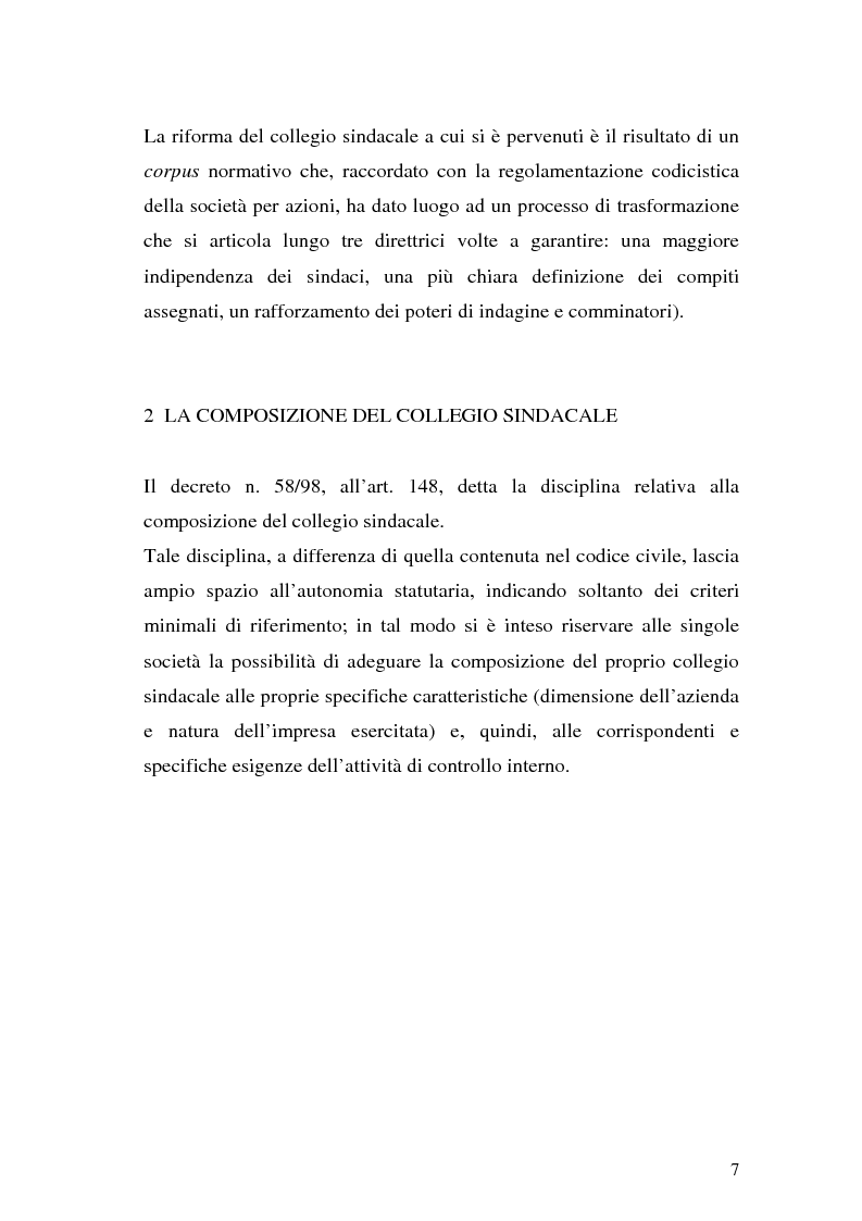 Anteprima della tesi: Il collegio sindacale dopo la riforma Draghi, Pagina 7