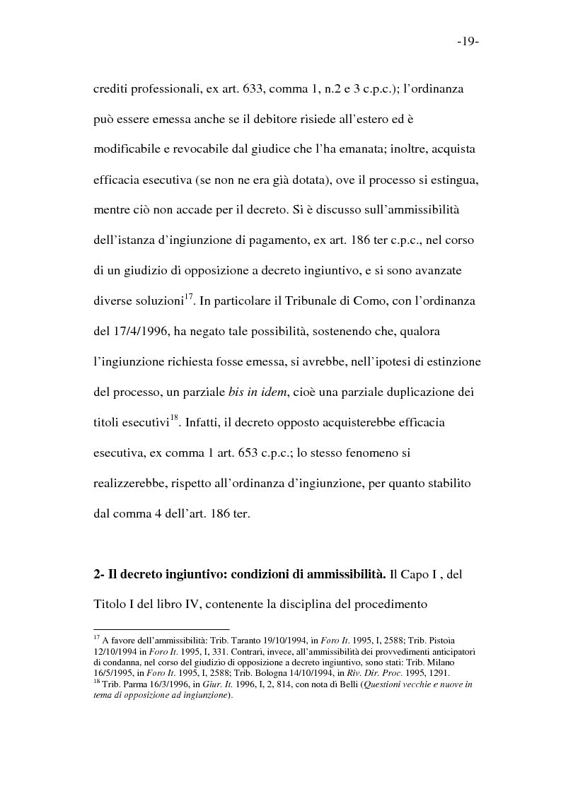Anteprima della tesi: L'esecutorietà provvisoria del decreto ingiuntivo, Pagina 14