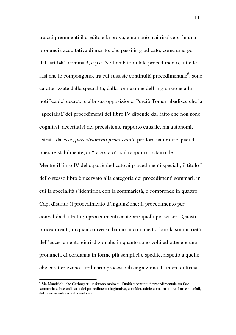 Anteprima della tesi: L'esecutorietà provvisoria del decreto ingiuntivo, Pagina 6