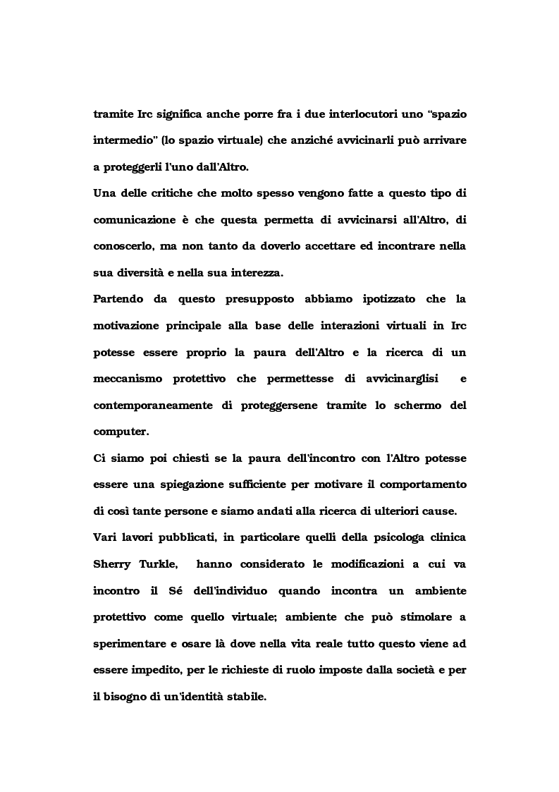 Anteprima della tesi: La comunicazione nelle comunità virtuali. Il chattista alla ricerca di Sè., Pagina 2